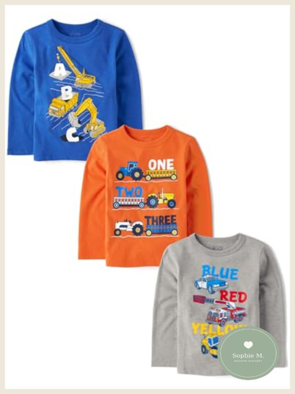 Boys Toddler Dino Animals Sharks Long Sleeve Graphic Tees 3 Pack